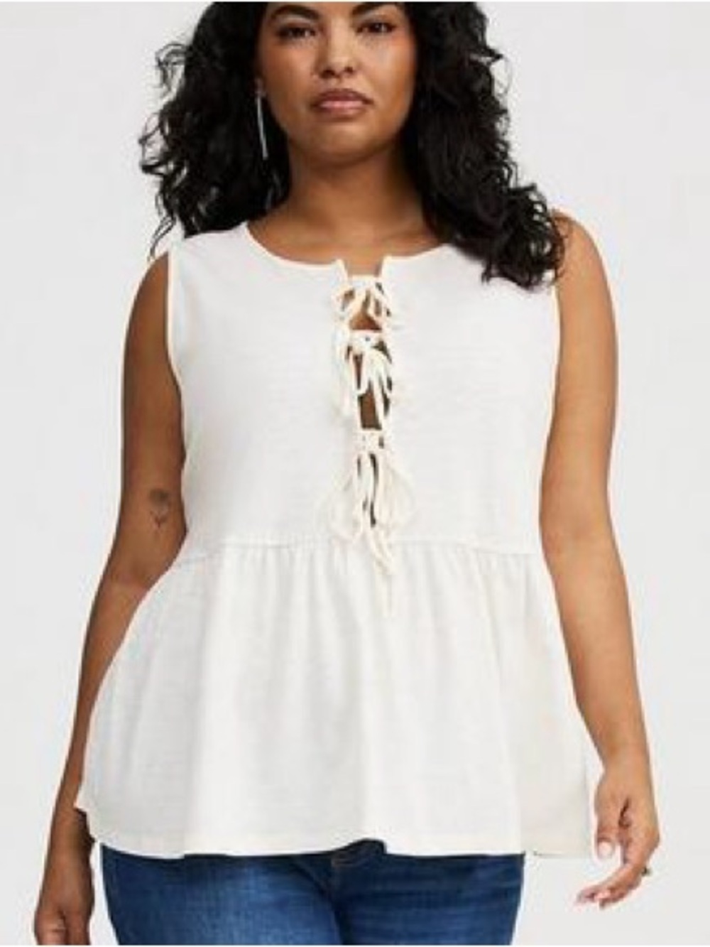 5/$50 NWT Torrid White Tie-Front Peplum Tank Top